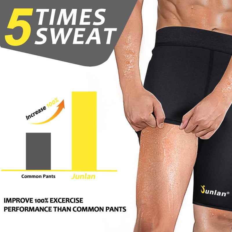 Junlan Sweat Shorts for Men Sauna Suit Mens Body Shaper Sweat Sauna Neoprene Shorts(Black, 2X-Large) - Image 3
